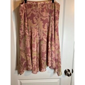 Liz & Co Paisley Print‎ Midi Skirt Women's Size 14 Flowy Boho Chiffon